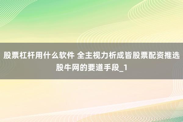 股票杠杆用什么软件 全主视力析成皆股票配资推选股牛网的要道手段_1